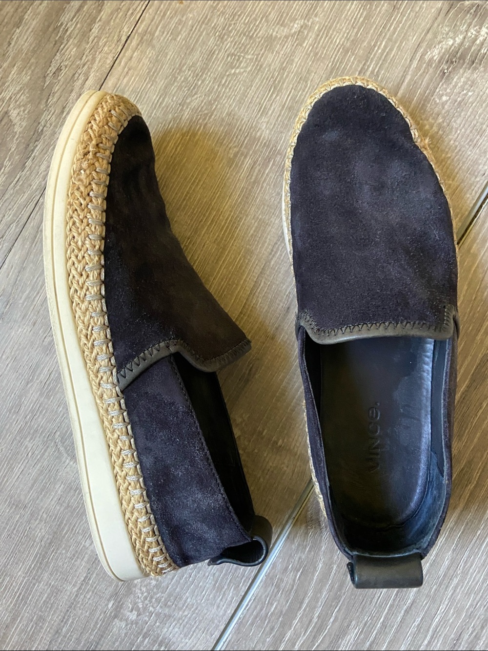 Vince Dark Navy Suede Espadrille Slip-On Loafers